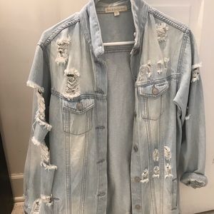 Oversized ripped jean jacket